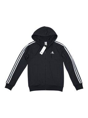 Adidas 3-Stripe Full Zip Track Jacket Hoodie Sweatshirt Regular Fit Men S Black